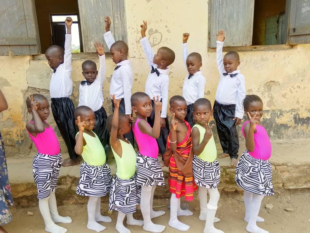 Pupils in Raka Raka dance clothing